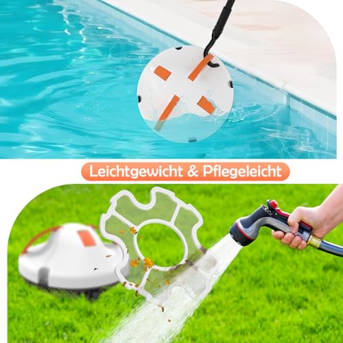 GAMPLAE Pool Robot, Wireless Pool Vacuum Cleaner Battery with 130 Minutes Running Time, Dual Motors Pool Cleaner, Self-Parking Function, Portable Pool Robot Battery for Flat Floors Pools up to 102 m²