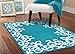Garland Rug Bordeaux Area Rug, 5 by 7-Feet, Teal/White