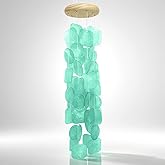Nowpis Wind Chimes for Outside 26", Clear Tones Sea Shell Wind Chimes Outdoor, Handcrafted Capiz Sea Glass Shells Windchimes Memorial Wind Chime for Patio, Garden, Porch Decor, Beach Gifts