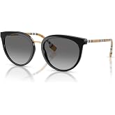 BURBERRY Willow BE4316 Round Sunglasses for Women | In Black &amp; Dark Havana. Polarized options available. Bonus kit: cleaning spray, cloth, screwdriver &amp; mirror.