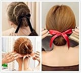 Ship by USPS, ANGELANGELA 3Pc Black Red Pink Ribbon Magic French Twist Bun Maker Holder Roll Rings Donut Updo Chignon Foam Sponge Hair Styler Curler Braid Ponytail Hairstyle Styling Tool Accessories