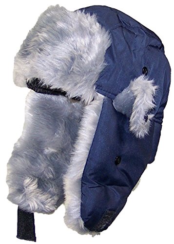 Best Winter Hats Adult Nylon Russian/Trapper W/Soft Faux Fur Beanie - Navy (M/L)