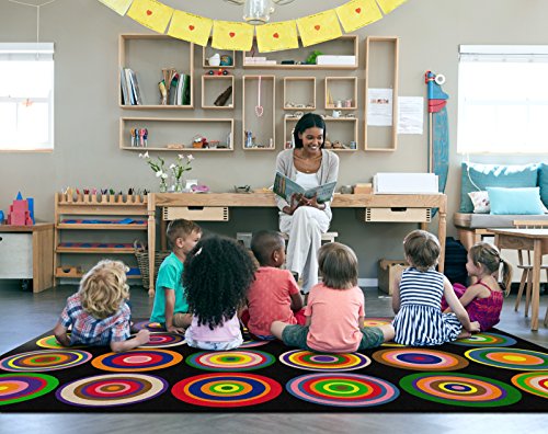 image for Flagship Carpets FE160-44A Color Rings Black (Seats 24) Children's Cla