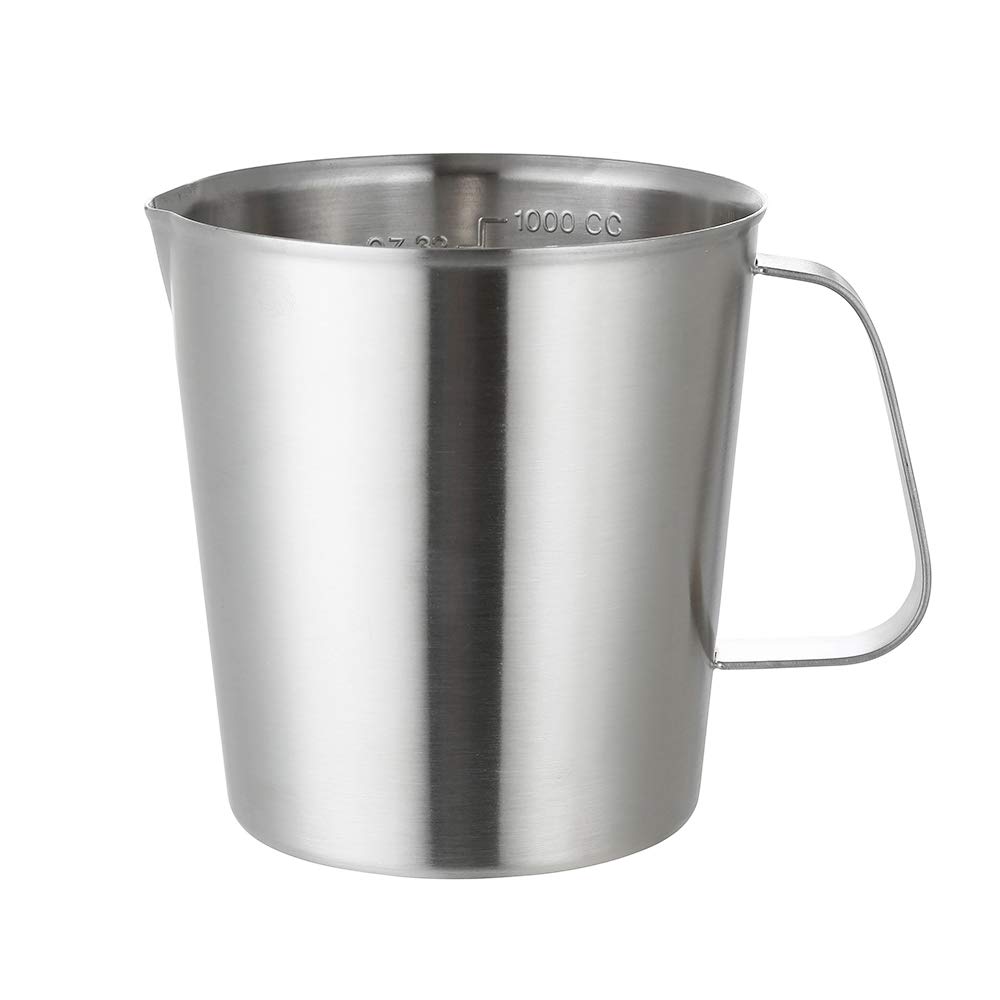 1000ML Measuring Cup Milk Jug 304 Stainless Steel Thicken Measuring Jug Durable Kitchen Large Capacity Measuring Cup with Handle and Scale,Perfect Milk Jug for Coffee Machine(1000ML)