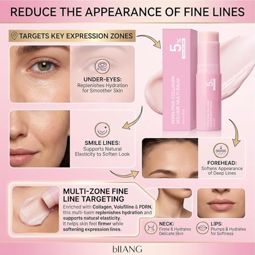 PDRN Pink Collagen Volume Multi Balm, Hydrating Skin Care Stick for Face, Moisturizing Firming Multi Balm, 10g, 2 Pack