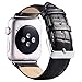 Valkit Compatible Apple Watch Bands 38mm 40mm Genuine Leather Strap Smart Watch Band Bracelet Replacement Wristband with Stainless Steel Adapter Clasp Replacement for Apple iWatch 4 3 2 1, 38MM -Black