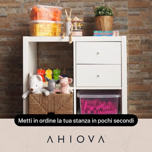 AHIOVA 4L Small Plastic Boxes with Lids Set of 6 Stackable Storage Boxes 100% Transparent Click Pressure 26.5 x 19.5 x 12.5 cm Bathroom Drawers Office BPA Free Made in Europe