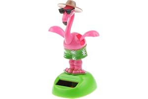 YGMONER Flapping Wings Flamingo Solar Powered Hawaii Style Shaking Ornaments Car Dashboard Dancer Bobble Head (Flamingo A)