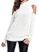 Choies Women's White High Neck Cold Shoulder Long Sleeve Sweater Pullover S