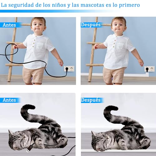OWSDAQE Canaletas para Cables Pared con 20 Conectores, 10× 20× 400mm Cubre Cables Pared, con 4M de Cinta de Doble Cara y 20 Tornillos de expansión y cortatubos de PVC