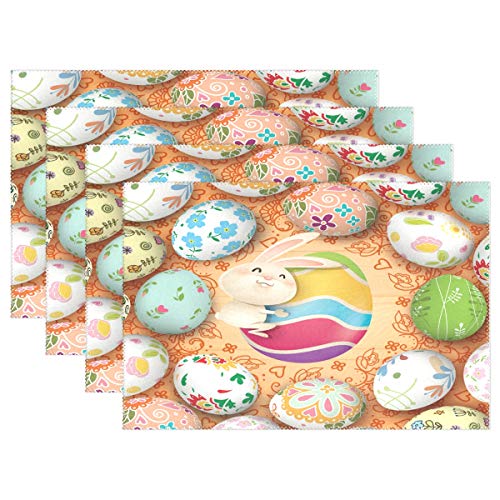 Wamika Cute Bunny Rabbit Placemats Easter Eggs Hunt Table Mats Non-Slip
Washable Heat Resistant Place Mats for Kitchen Dining Tray Mat Easter
Decorations 12" X 18" Set of 4