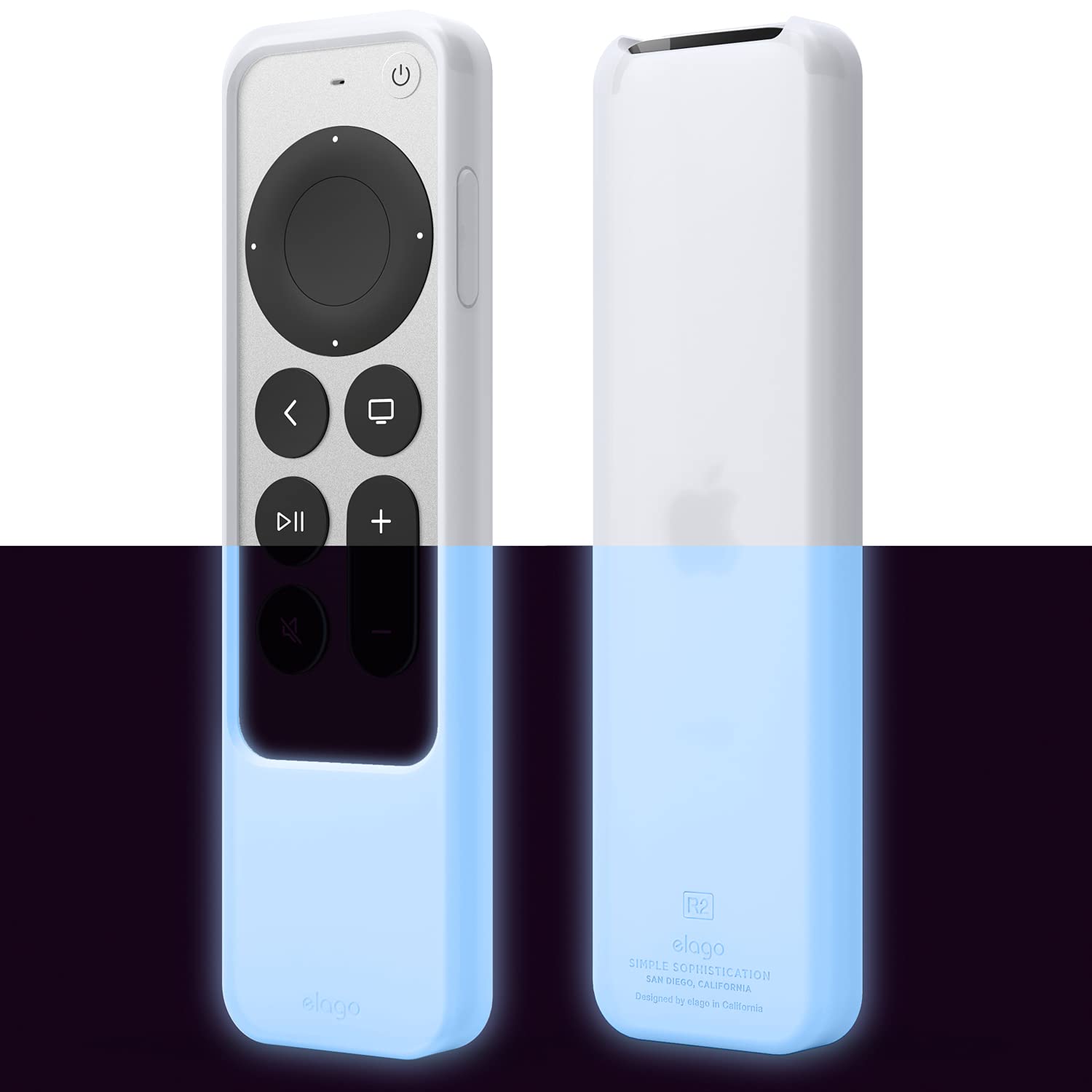 elago R2 Slim Case Compatible with Apple TV 4K Siri Remote 3rd (2022) & 2nd Gen - Slim Design, Light Weight, Scratch-Free Silicone, Shock Absorption, Full Access to All Functions (Nightglow Blue)