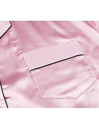 Ladieshow pijama de satén para dama, conjunto de pijama de manga larga de dos piezas