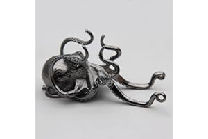 FJXQTCXD Metal Octopus Cuttlefish Figurines Statue Desk Stand for Phone Bracket Pen Spectacles Holder Car Ornaments Home Decor Crafts (Black)