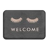 Stylish Black Rose Gold Eyelashes Welcome Super Absorbent Anti-Slip Mat,Funny Doormat,Indoor/Outdoor Decor Rug Doormat 23.6(L)X15.7(W) Inch Non-Slip Home Decor