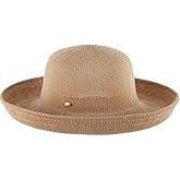 Scala Women's Knitted Poly Straw Big Brim Hat