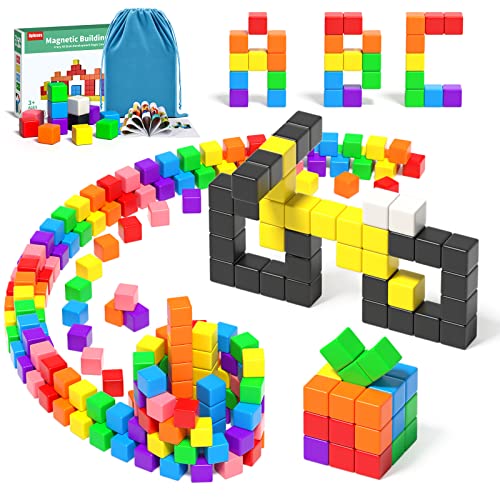 54 PCS Magnetic Blocks for Toddlers 3+, Montessori STEM Educational Sensory Toys for Kids Ages 3-5 Year Old Boys and Girls, Preschool Building Toy