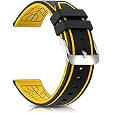 Narako Silicone Watch Bands Divers Model Replacement Rubber Watch Strap 20mm 22mm 24mm 26mm Waterproof Line Bicolor Silver Buckle for Men and Women Sport