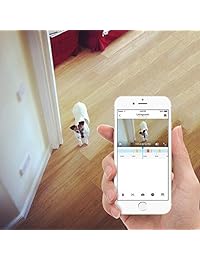 Zmodo 2 Pack 115° Cámara Interior Gran Angular, Sistema de Seguridad Inalámbrico con Monitorado Remoto, Visión Nocturna, Servicio Cloud en iOS, Aplicación Android
