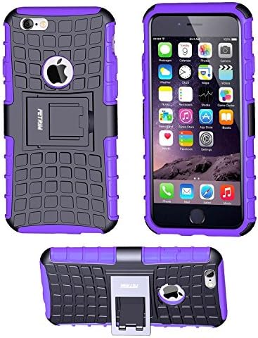 iPhone 6S Case,iPhone 6 Case,Fetrim Slim Fit Heavy Duty Protection Case Dual Layer Hybrid Shockproof Ultra Defender Protective Rubber Hard Cover for Apple iPhone 6 6S 4.7 Inch with Kickstand (Purple)