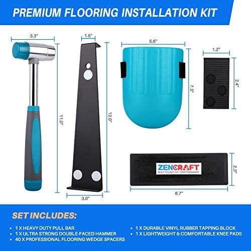 Premium Laminate Wood Flooring Installation Kit Heavy Duty Pull Bar Durable Rubber Tapping Block Double Faced Carbon Steel Hammer Comfortable