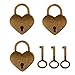 Set of 3 Vintage Heart Shape Padlock with Keys Lock Set - Antique Brass M