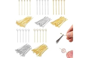 600-Piece Jewelry Making Kit, Brass Eyepins, Headpins, Ballpins, Earring, Pendant, Necklace Findings for DIY Crafts, Various 
