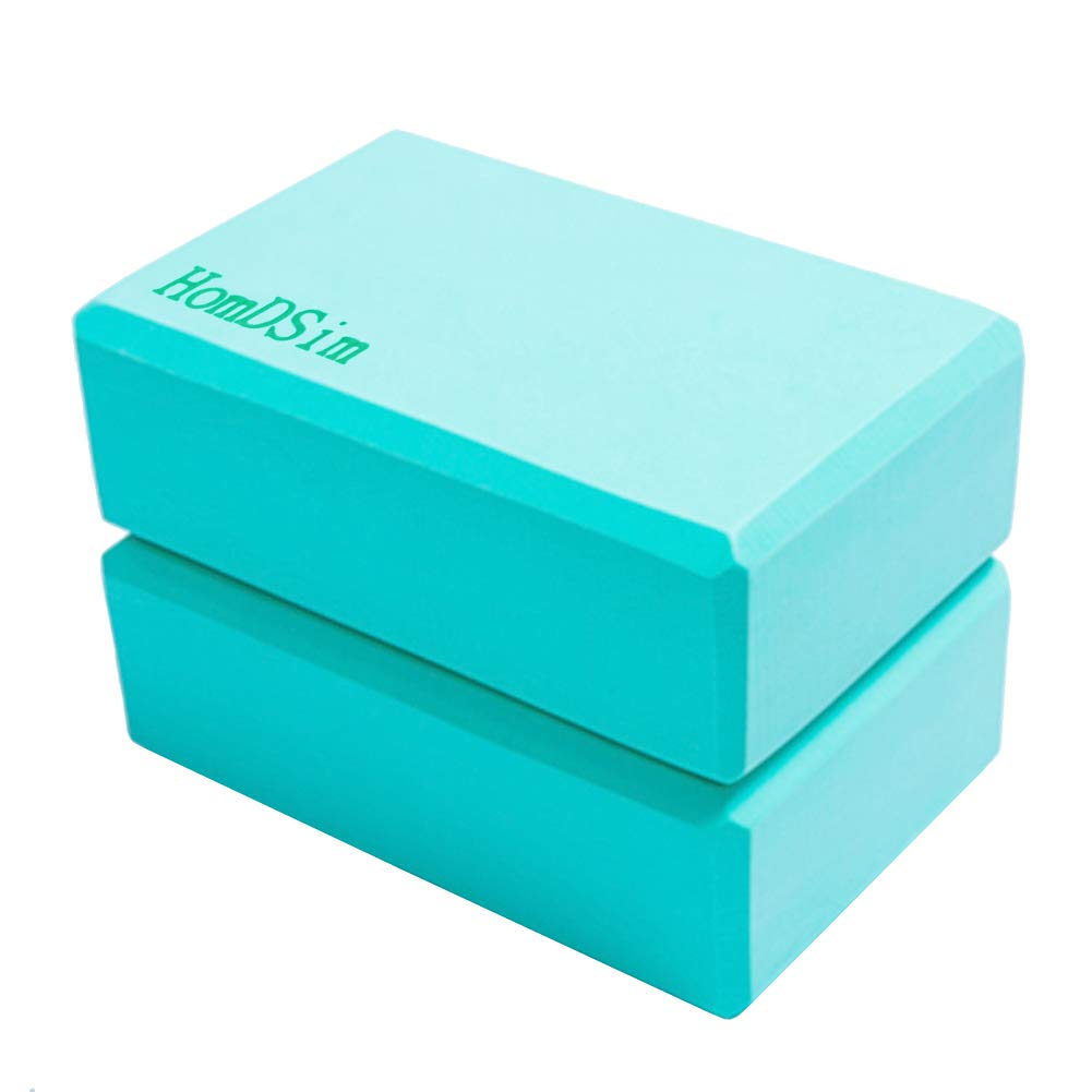 HomDSim Set of 2 Yoga Blocks EVA Foam Exercise Bricks Provides Stability Balance and Support Improve Strength - 9 x 6x 3 inches (Green)