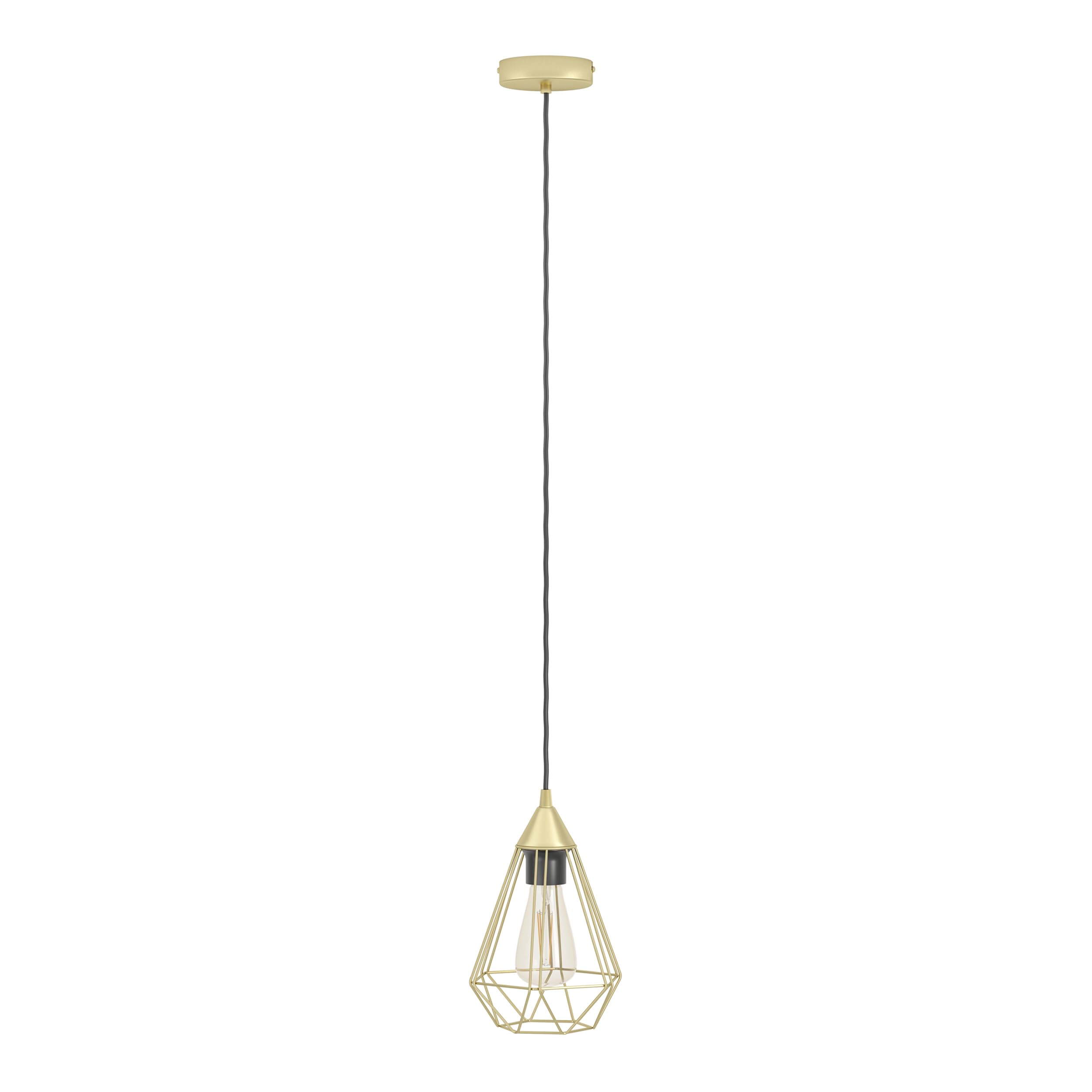 Eglo Pendant Lighting Tarbes, Ceiling Light Fitting Made of Brushed Brass, Metal Hanging lamp for Dining and Living Room, E27 Socket, Ø 6.9 inches