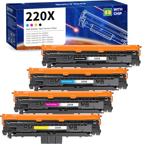 Skydo 220X Toner Compatible for H P 220X 220A Toner for Color LaserJet Pro MFP 4302dw 4302fdw 4302fdn 4202dw 4202dw, Toner Cartridge W2200X W2201X W2202X W2203X