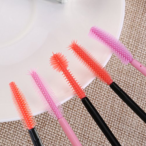 NUOLUX Mascara Brush,50pcs Disposable Silicone Mascara Wands Brush Set