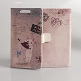 Locaa(TM) LG Optimus L9 II Case Android Retro/British Style Eiffel Tower Famous Building Memory History Cute Cartoon Leather Folio Support Smart Case Cover With Card Holder & Magnetic Flip Horizontal - lovely cat 2