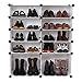 UNICOO - Multi Use DIY Plastic 10 Cube Shoe Rack,Organizer, Bookcase, Shoes Cabinet (2 * 5 With Boots Cube, White Wood Grain)