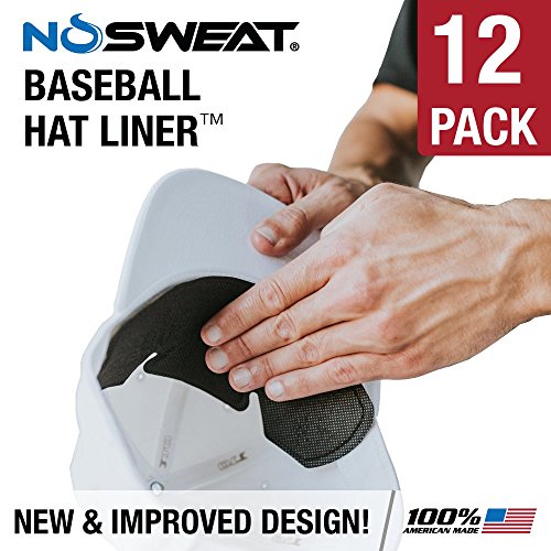 No Sweat Baseball Hat & Batting Helmet Liner - Absorbs Dripping Sweat/Moisture Wicking Sweatband | Prevent Sweat Stains/Ultimate Hat Saver - (Official, Pro, Softball)