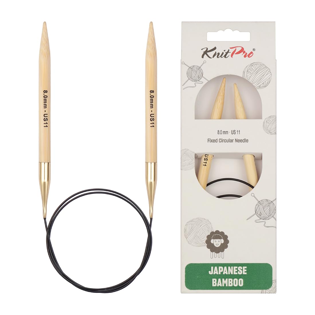 KnitPro Bamboo Fixed Circular Needles 40" (100cm) | 8.00mm