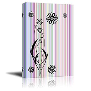 Canvas Prints Wall Art - Abstract Flowers with Colorful Lines | Modern Wall Decor/Home Art Stretched Gallery Canvas Wrap Giclee Print & Ready to Hang - 12" x 18"