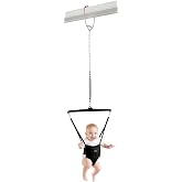 Jolly Jumper Iconic Doorway Baby Jumper - Black | Original Doorway Baby Jumper, Indoor Exercise Saddle Seat, Adjustable Height, for Infants up to 28lbs, No Stand Required
