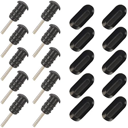 Silicone Anti Dust Plugs Stopper for iPhone 5 5s 5c 6 6s 6sPlus iPad Mini Air stargoldenbell Dustproof Earphone Jack Plug Cap Anti Dust Dock Cover Micro USB Port Cover SIM Card Removal Tool Black 5pcs