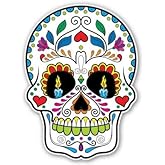 Sugar Skull Dia de Los Muetros Vinyl Sticker - Car Phone Helmet Bumper Sticker Decal