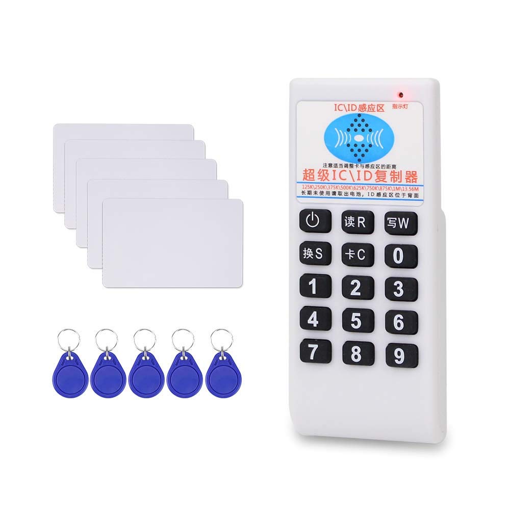 Dongyang Handheld RFID IC/ID Card Reader Writer Copier Duplicator +5pcs Writable 125Khz T5577 Fobs +5pcs Writable 13.56MHZ UID Card
