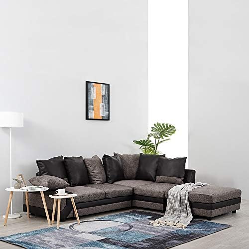 Tuff Concepts Multifunctional Large Corner Sofa Fabric Settee Left Hand Right Hand Living Room Furniture (Brown+Beige)