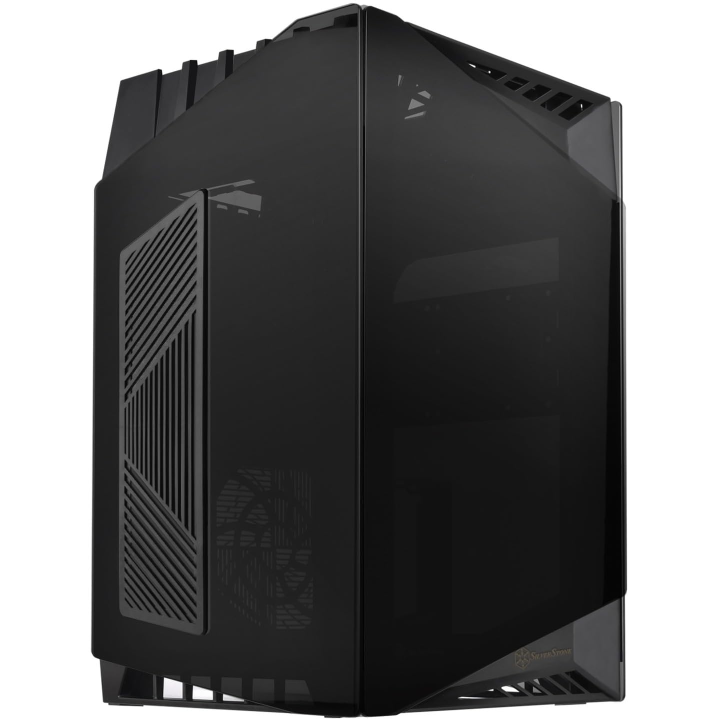 SilverStone SST-LD03B-AF Lucid Mini Tower Mini-ITX Computer Case, Silent High Airflow Performance, 3x Tinted Tempered Glass with ventilation holes for better cooling performance
