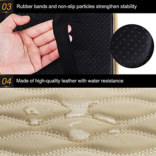 Linkhood Universal Center Console Leather Pad, Waterproof Car Armrest Seat Box Cover Protector for Most Vehicle, SUV, Truck, Car (Beige)