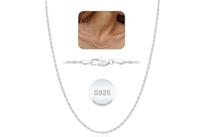 Weddinen 925 Solid Sterling Silver 1.5mm/2mm Rope Chain Necklace for Women Girls, Sturdy Non-Fading Sterling Silver Chain for