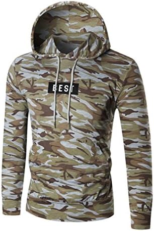 hleCKL Men's Long Sleeve Letter Hoodie Hooded Sweatshirt Top Tee Outwear Blouse (XL, Camouflage)