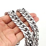 Mens Stainless Steel Silver Tone 16MM Wide 10 inch Length Large Heavy Curb Link Chain Bracelet