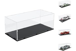 Choowin Acrylic Display Case for Lego Porsche 911 for Lego Batmobile 76328 42156 42125 21054 for Lego Car Display Thickened Clear Acrylic Display Cases for Collectibles Assemble Dustproof(Black Base)