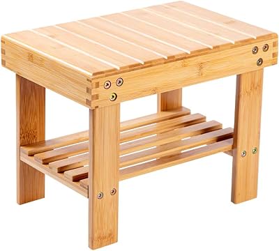 Utoplike Bamboo Step Stool with Storage, Lightweight & Anti-Slip
