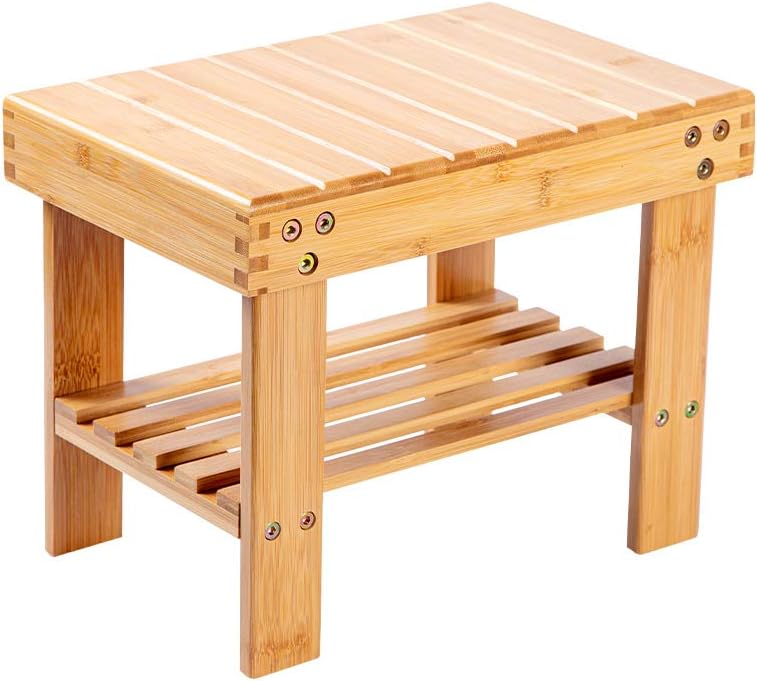 Utoplike Bamboo Step Stool with Storage, Lightweight & Anti-Slip
