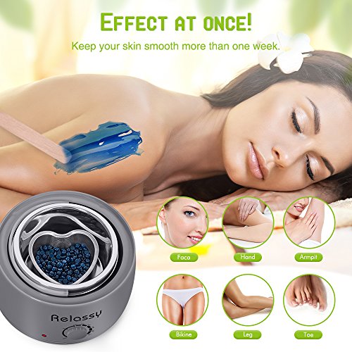 Relassy Wax Warmer/Hair Removal Waxing Kit/Wax Heater with Hard Wax Beans/Heart-Shaped Bowl/Wax Applicator DIY Waxing Kit for Women or Men